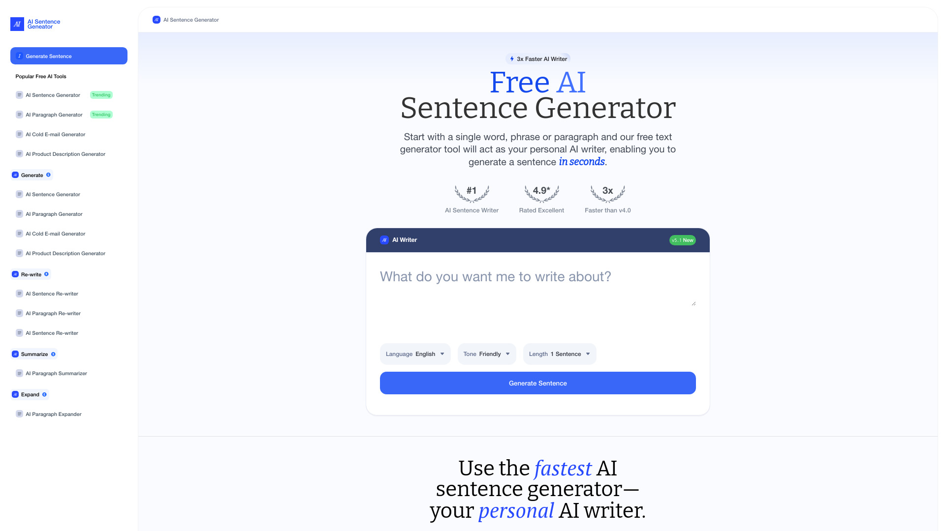 AI Sentence Generator screenshot