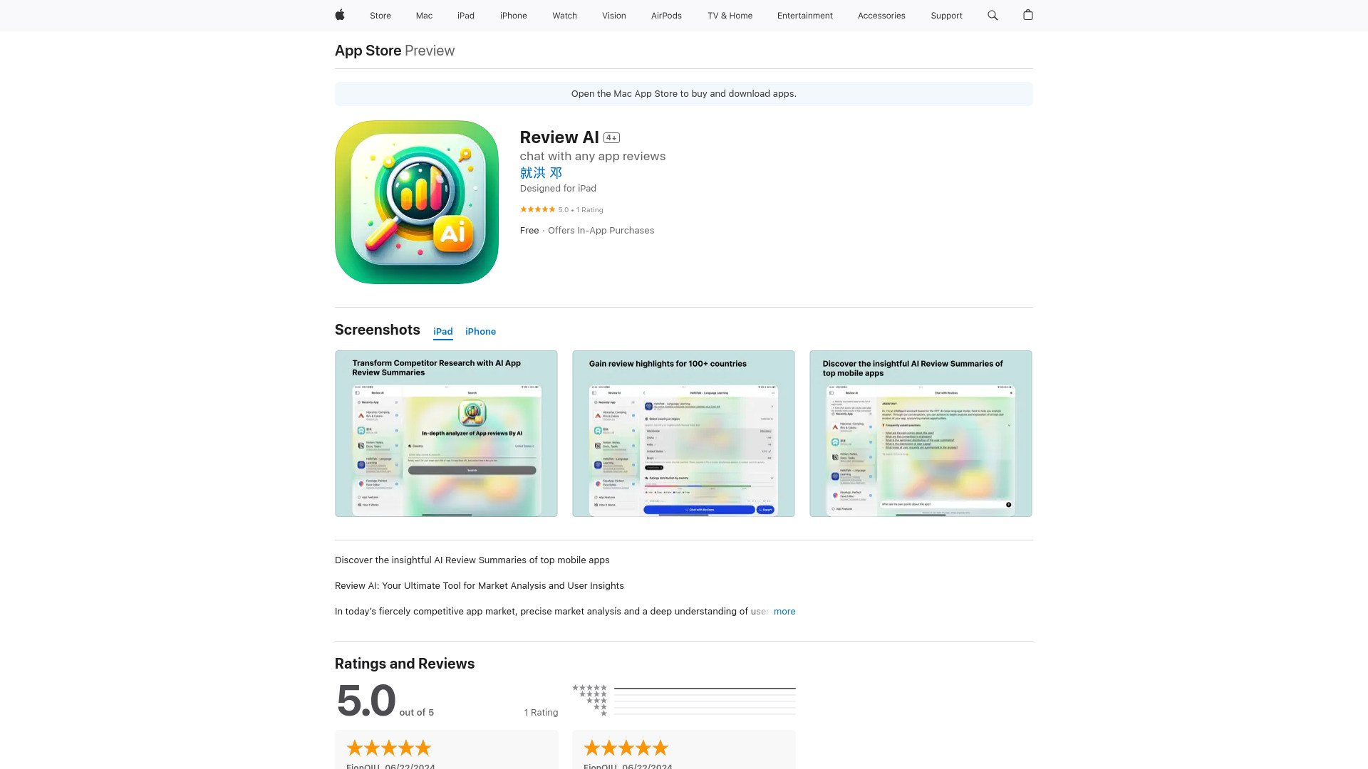 Review AI screenshot