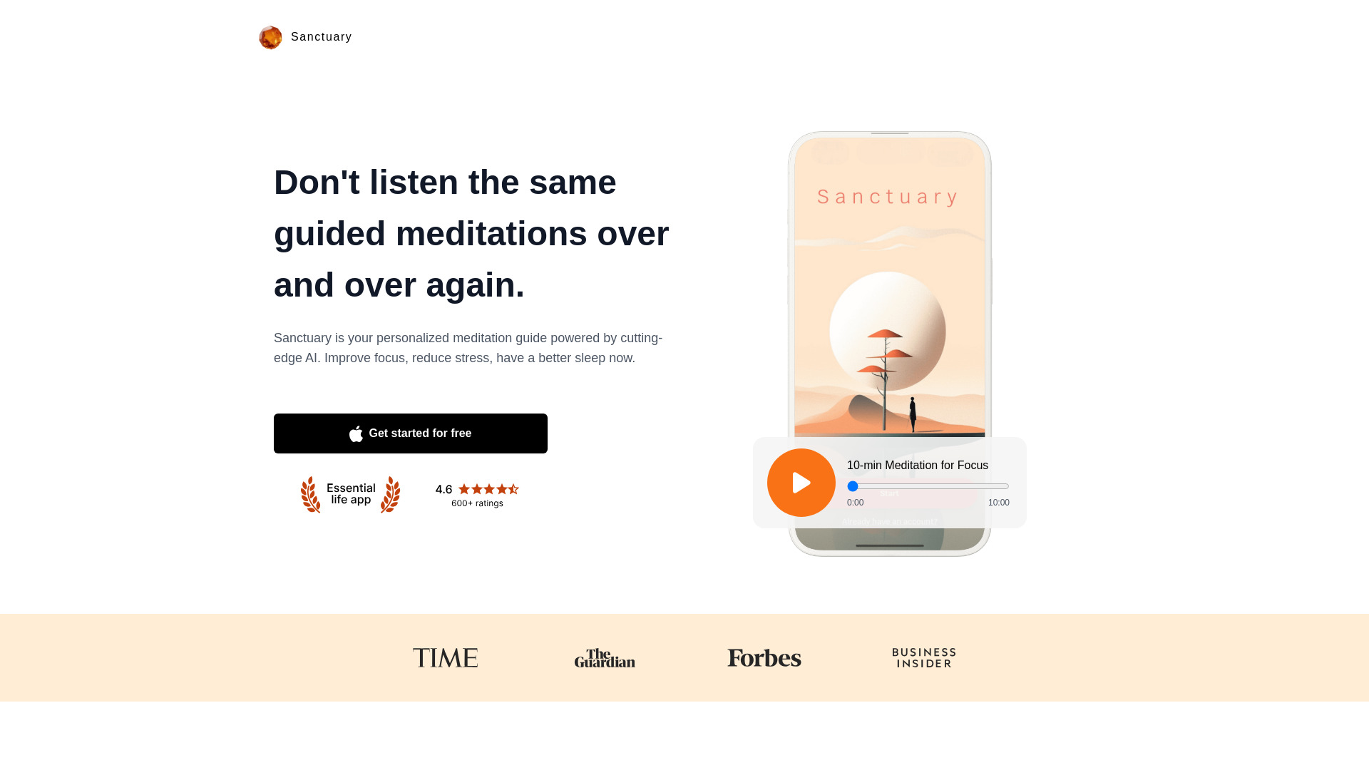 Sanctuary: Meditation & Sleep screenshot