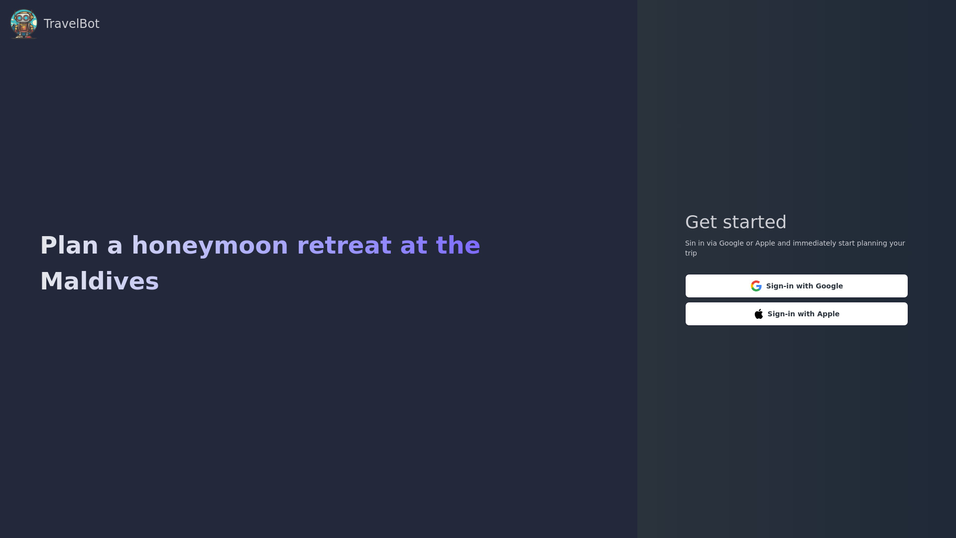 TravelBot screenshot