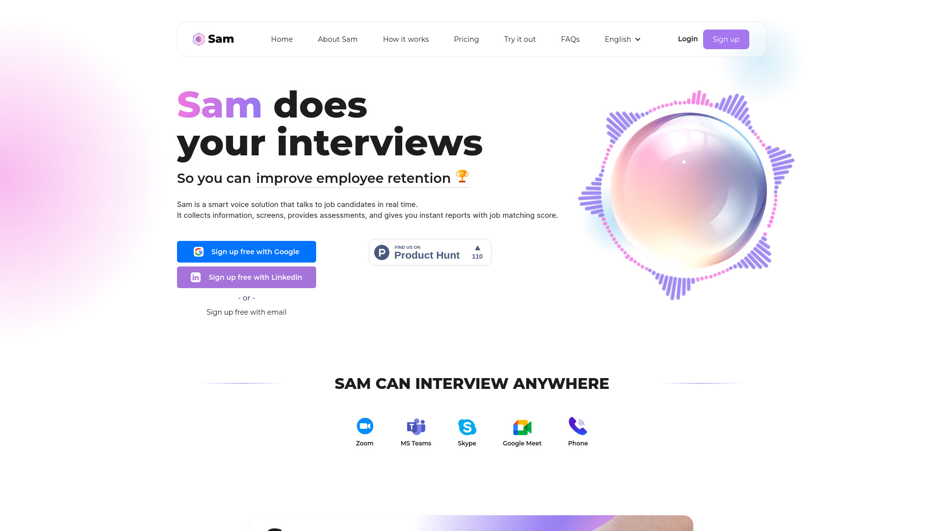 Talkpush Sam screenshot