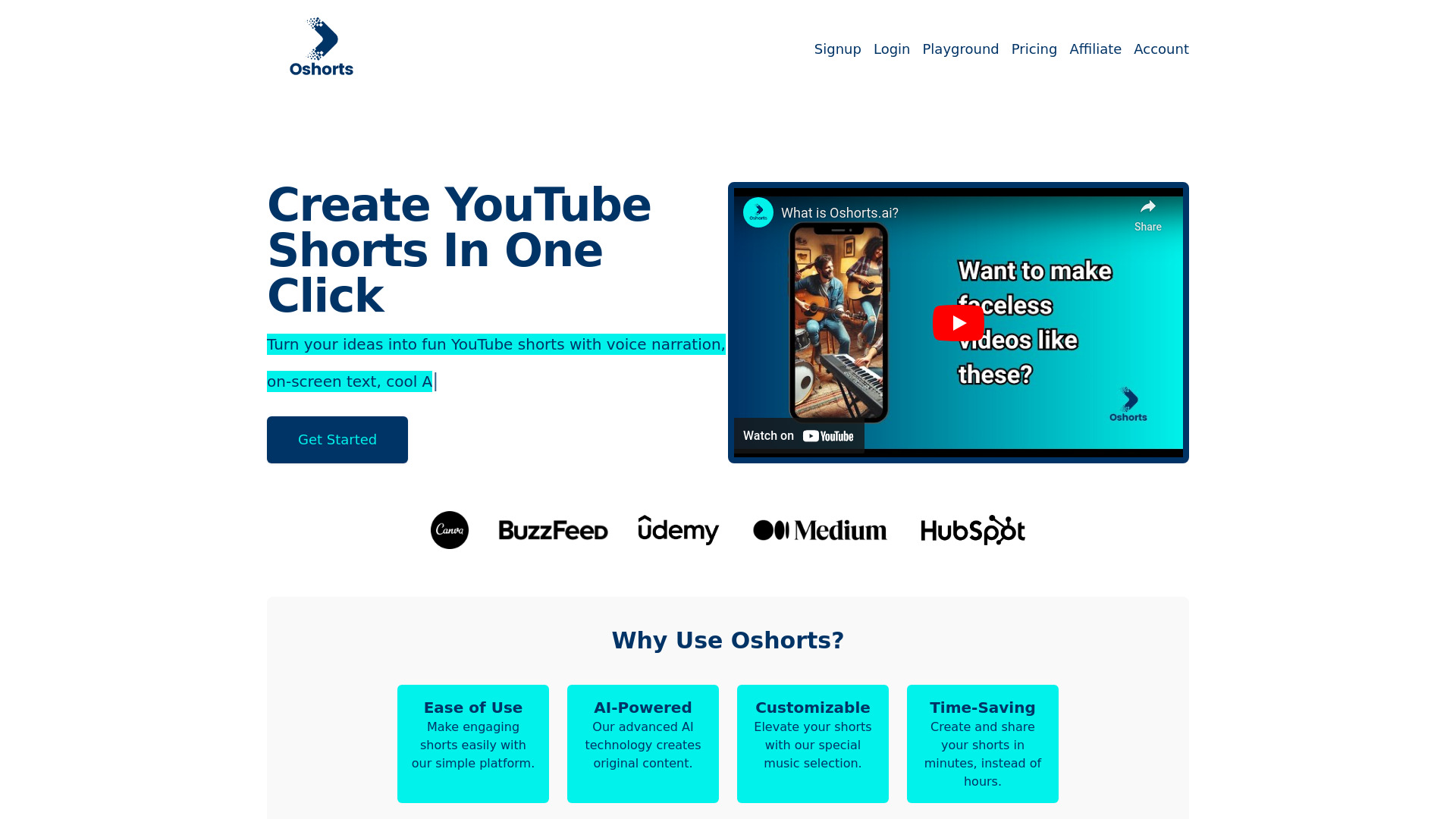 Oshorts.ai screenshot