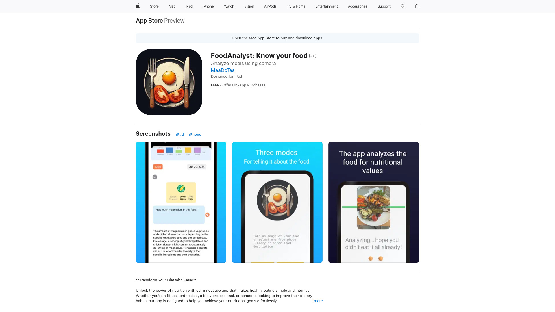 FoodAnalyst: Know your food screenshot