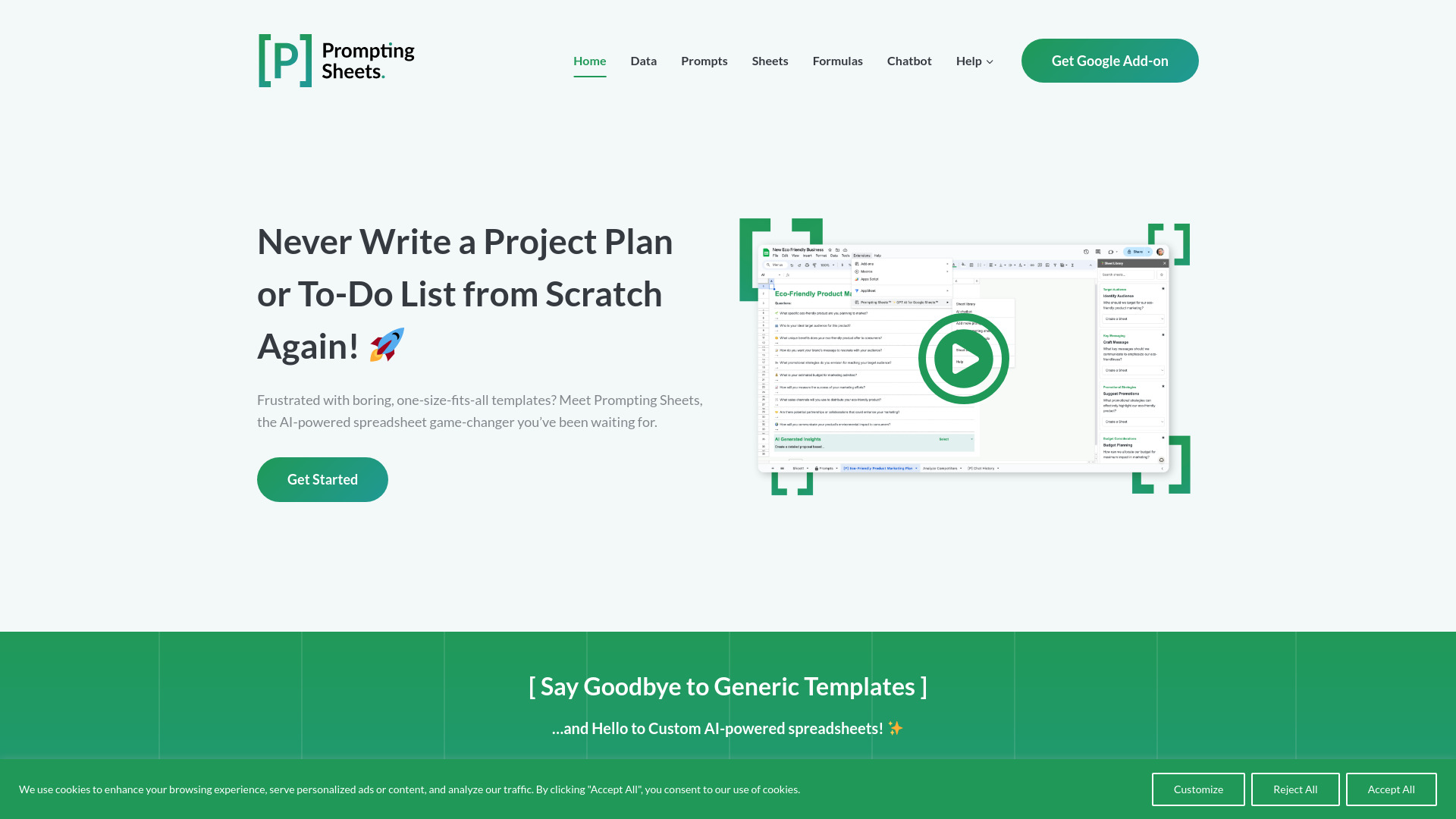 Prompting Sheets screenshot