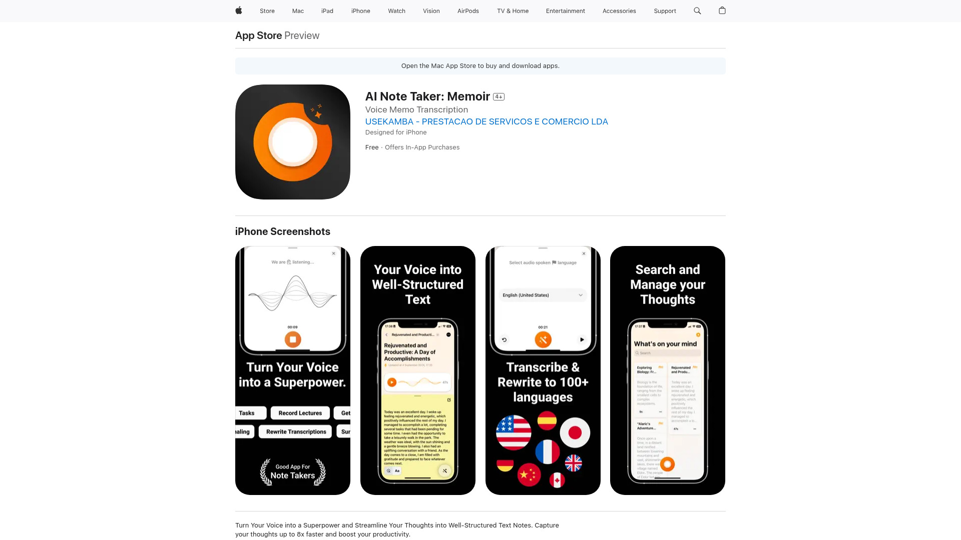 AI Note Taker: Memoir screenshot