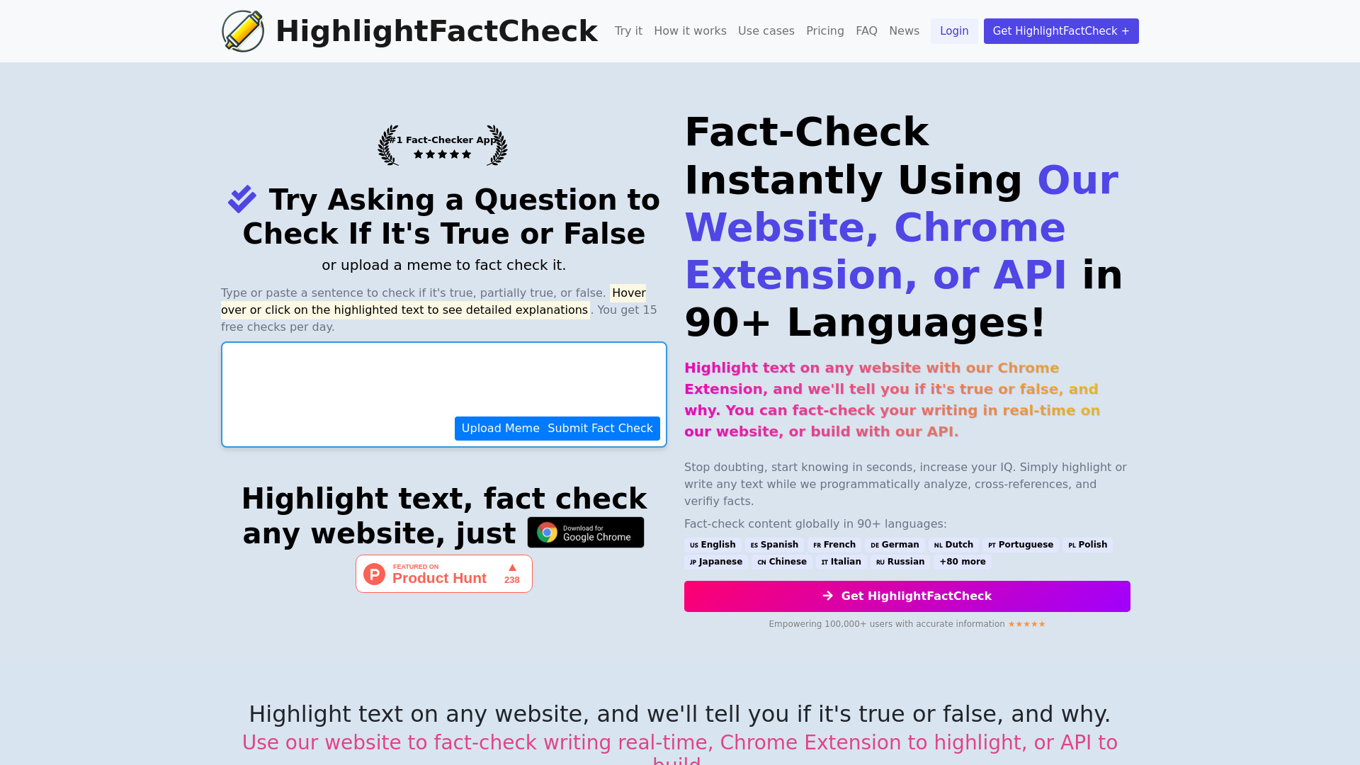HighlightFactCheck.com screenshot