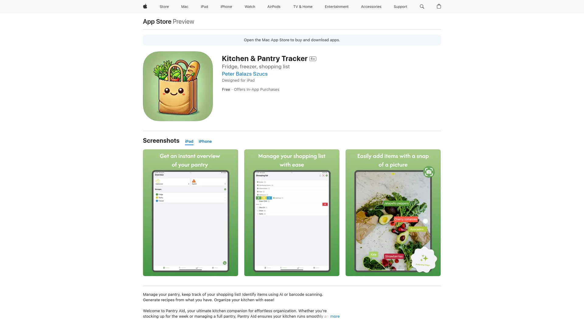 Pantry AId screenshot