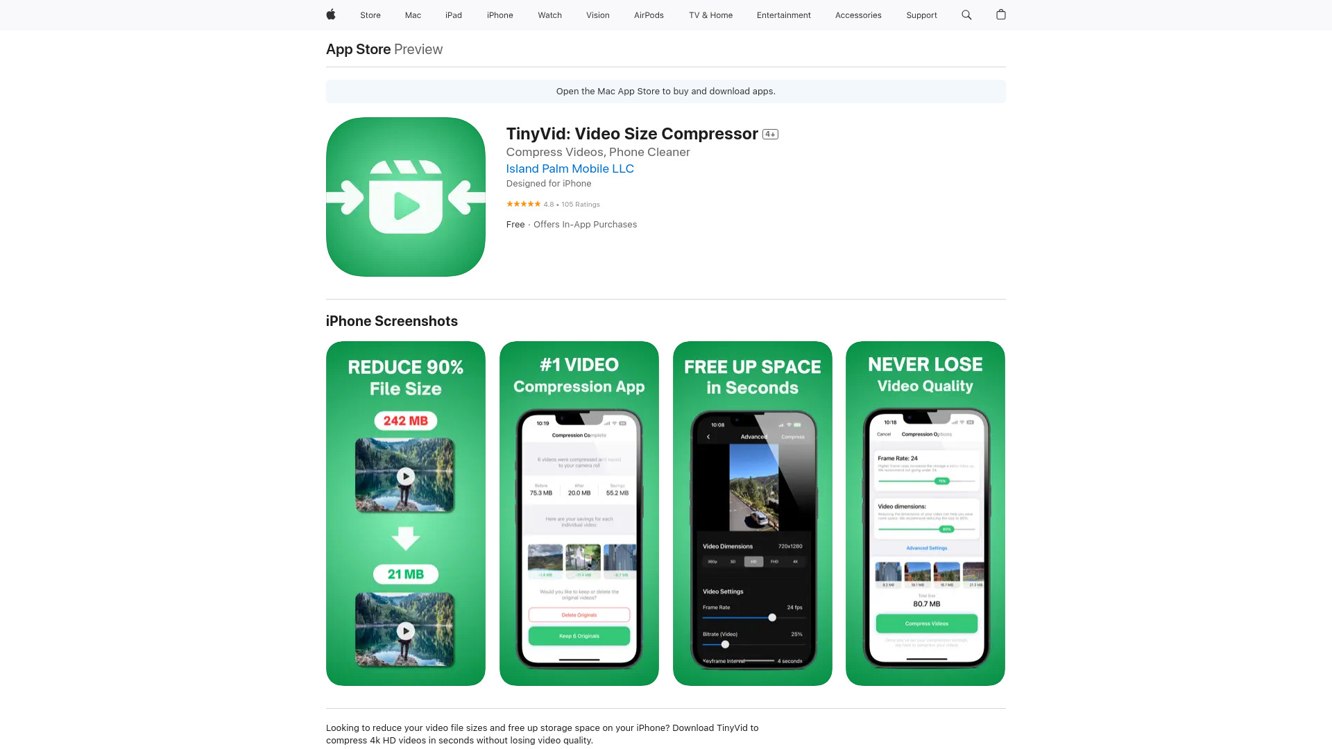 TinyVid Video Compressor screenshot