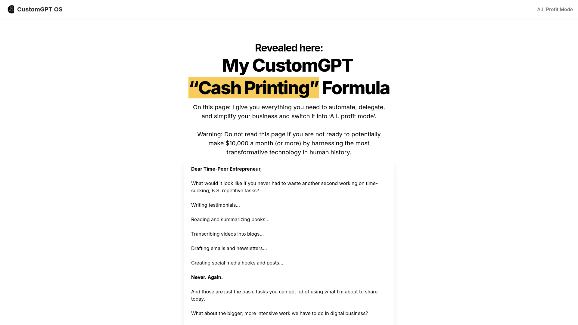 CustomGPT OS screenshot