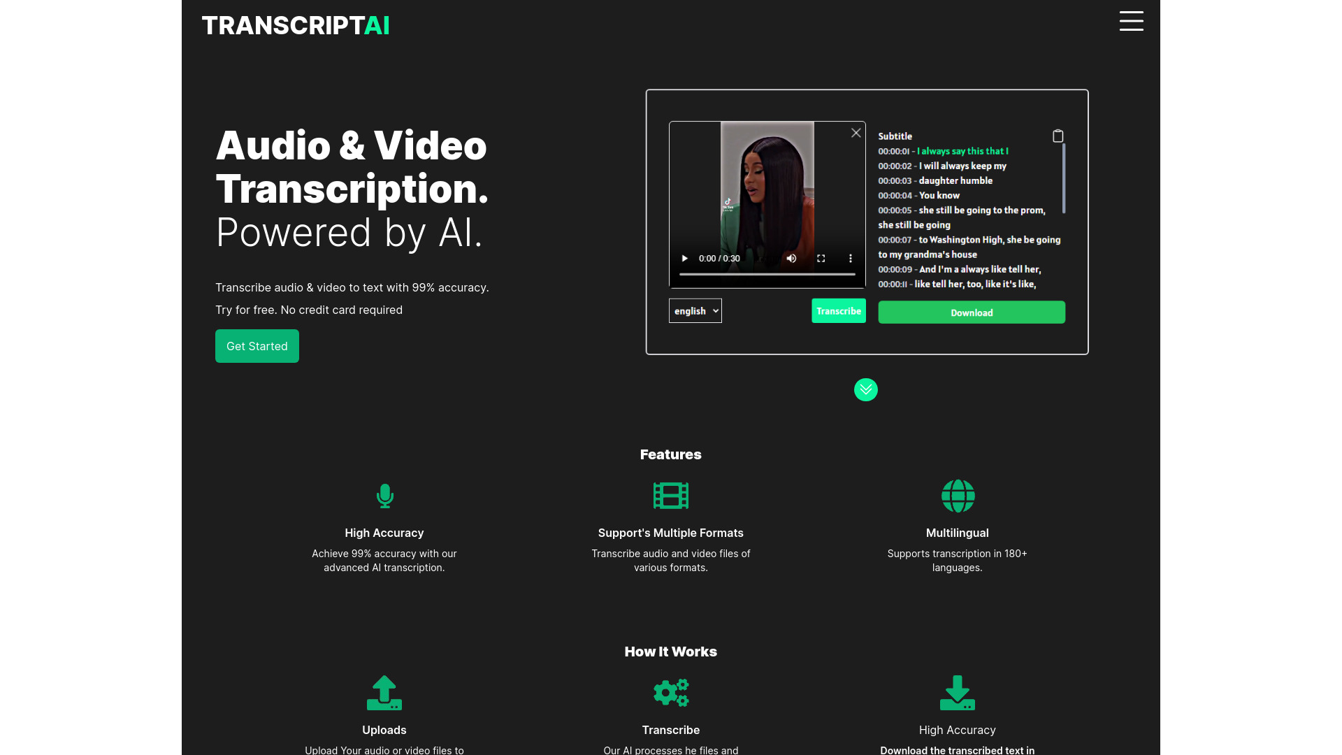 TranscriptAI screenshot
