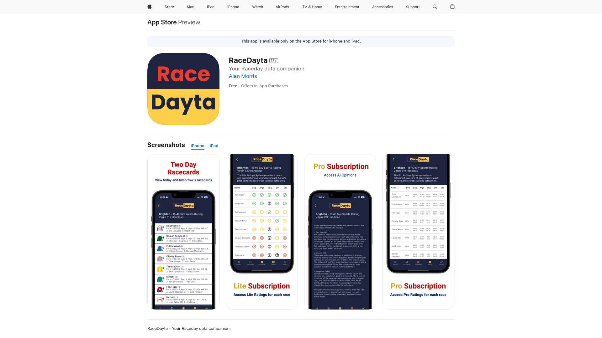 RaceDayta screenshot