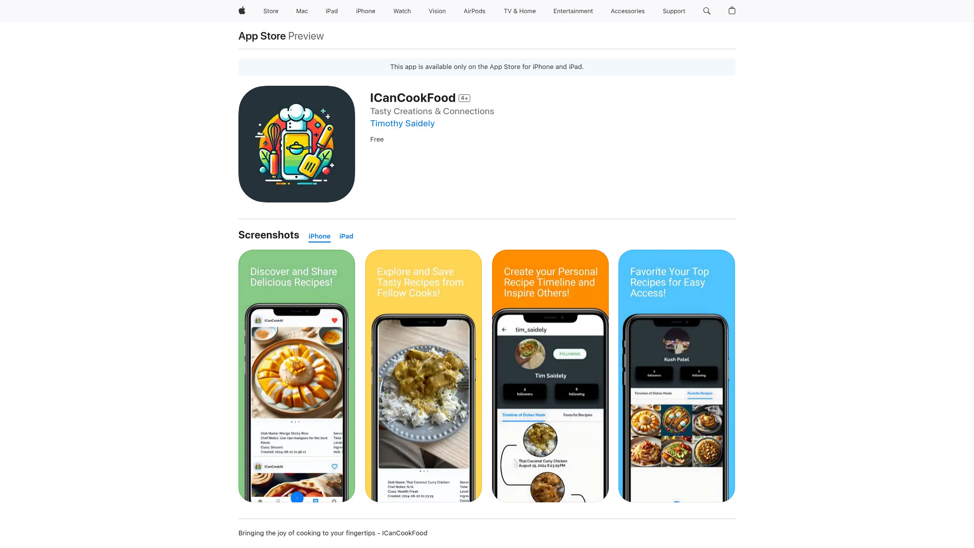 ICanCookFood screenshot