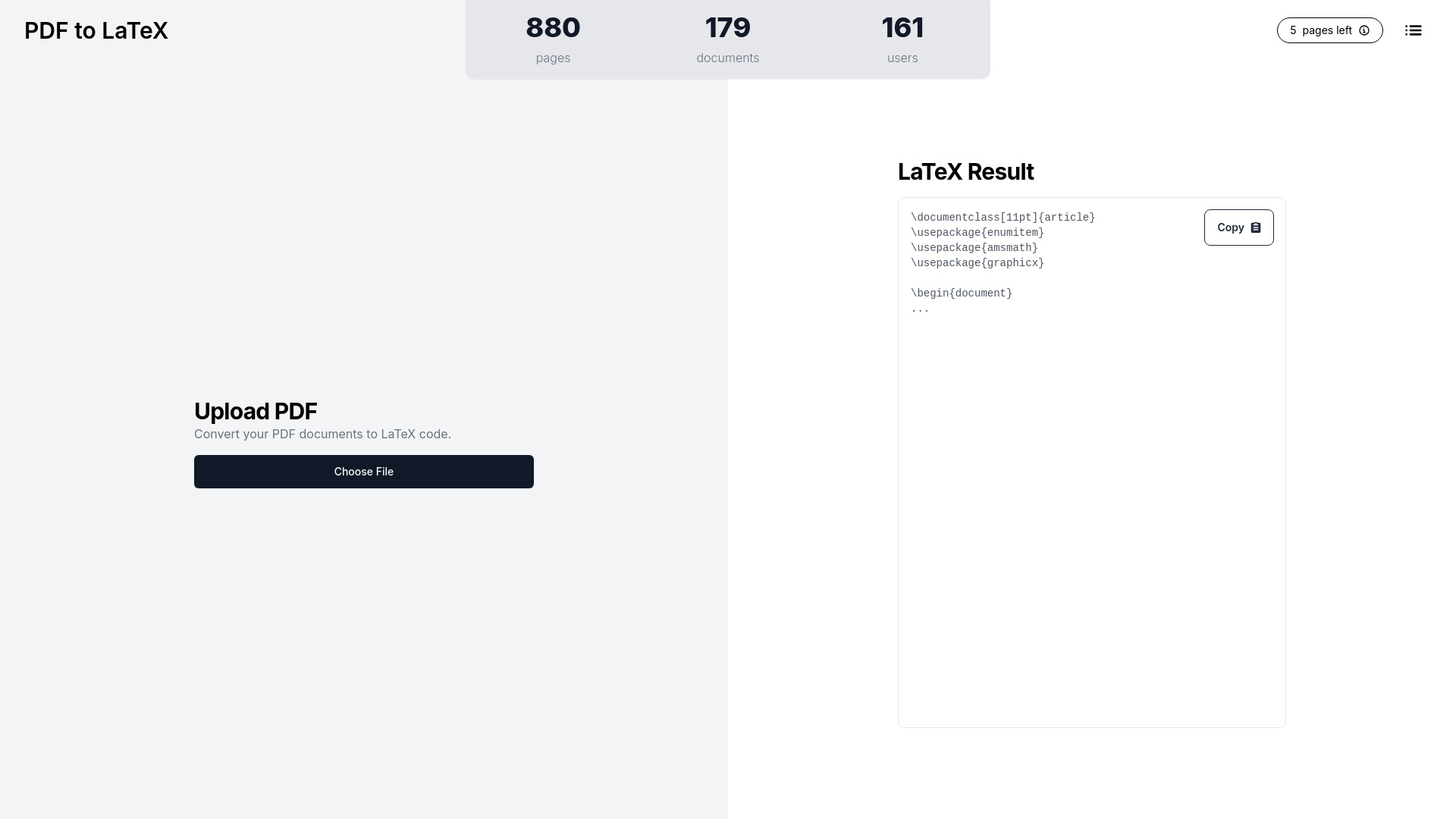 PDF to LaTeX screenshot