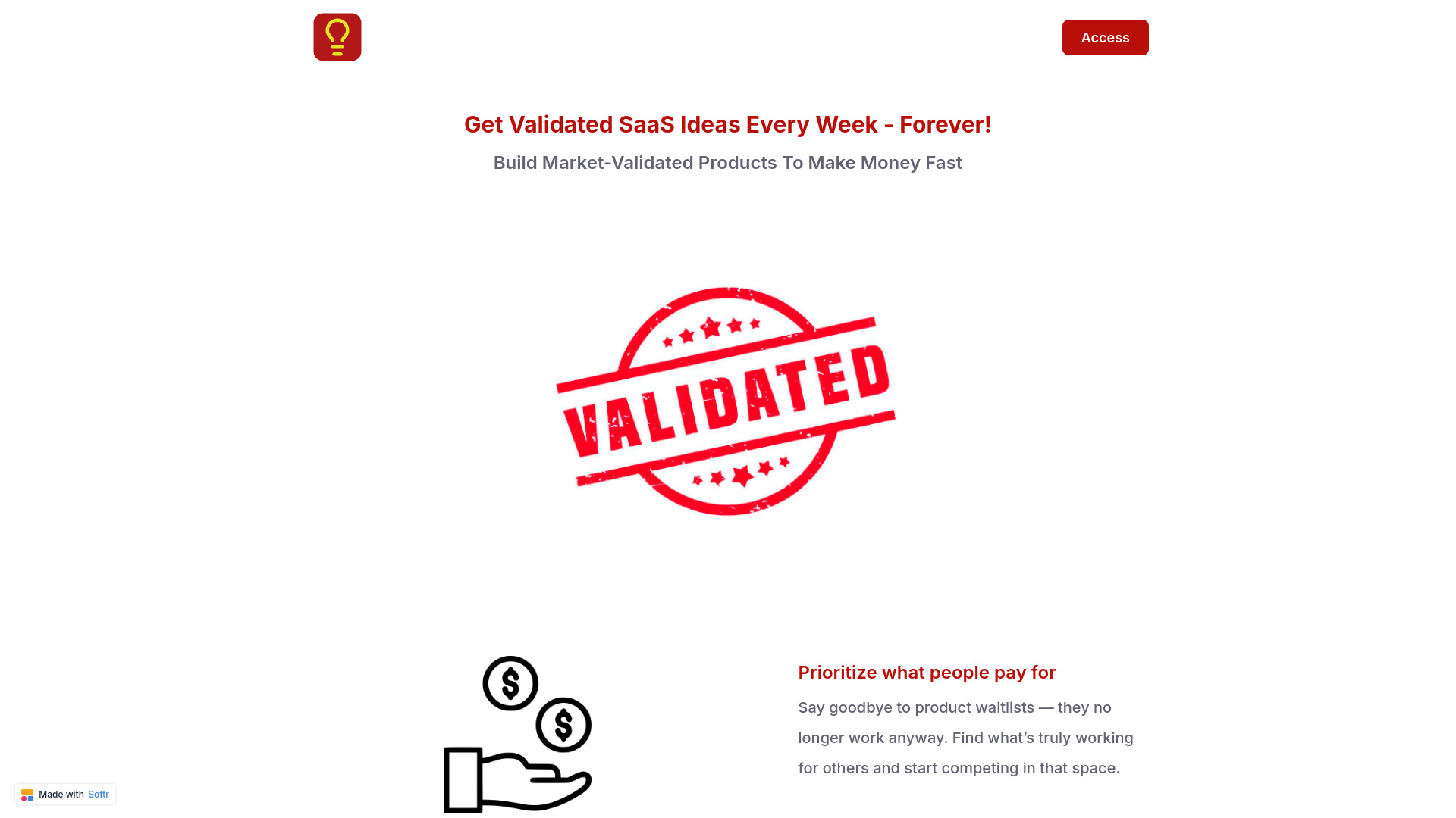 Validated SaaS screenshot