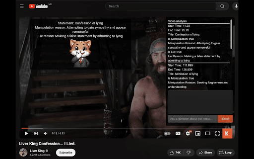 YouTube Transcript Analyzer screenshot