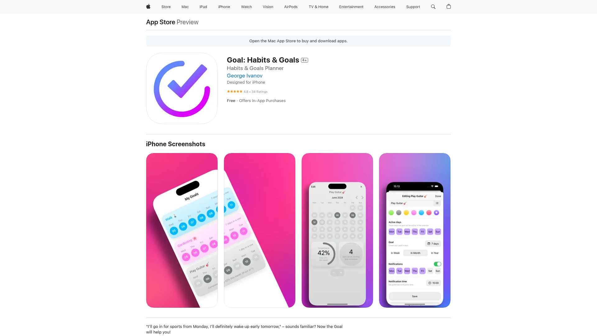Goal: Habits & Goals screenshot