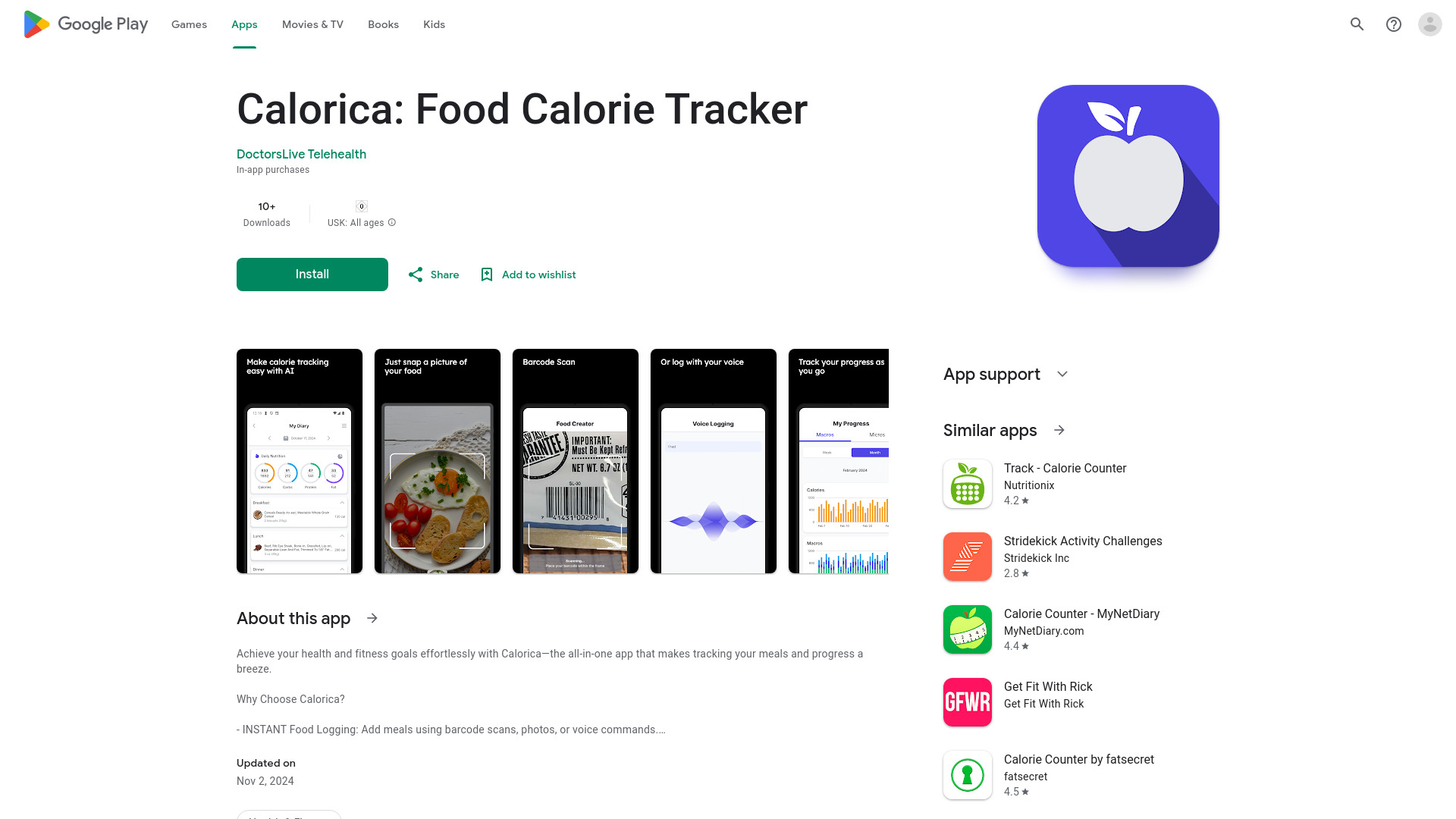 Calorica screenshot
