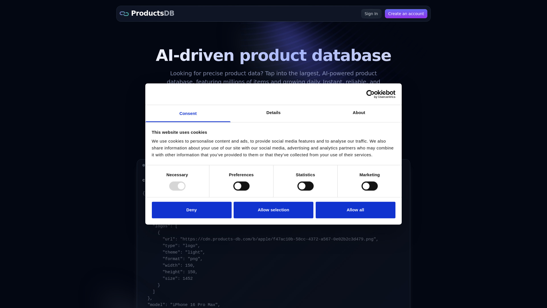 Products-DB screenshot
