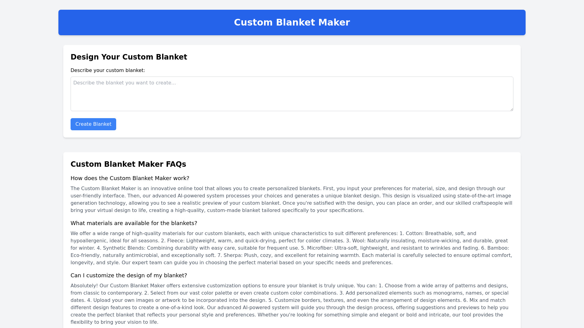 CustomBlanketMaker screenshot