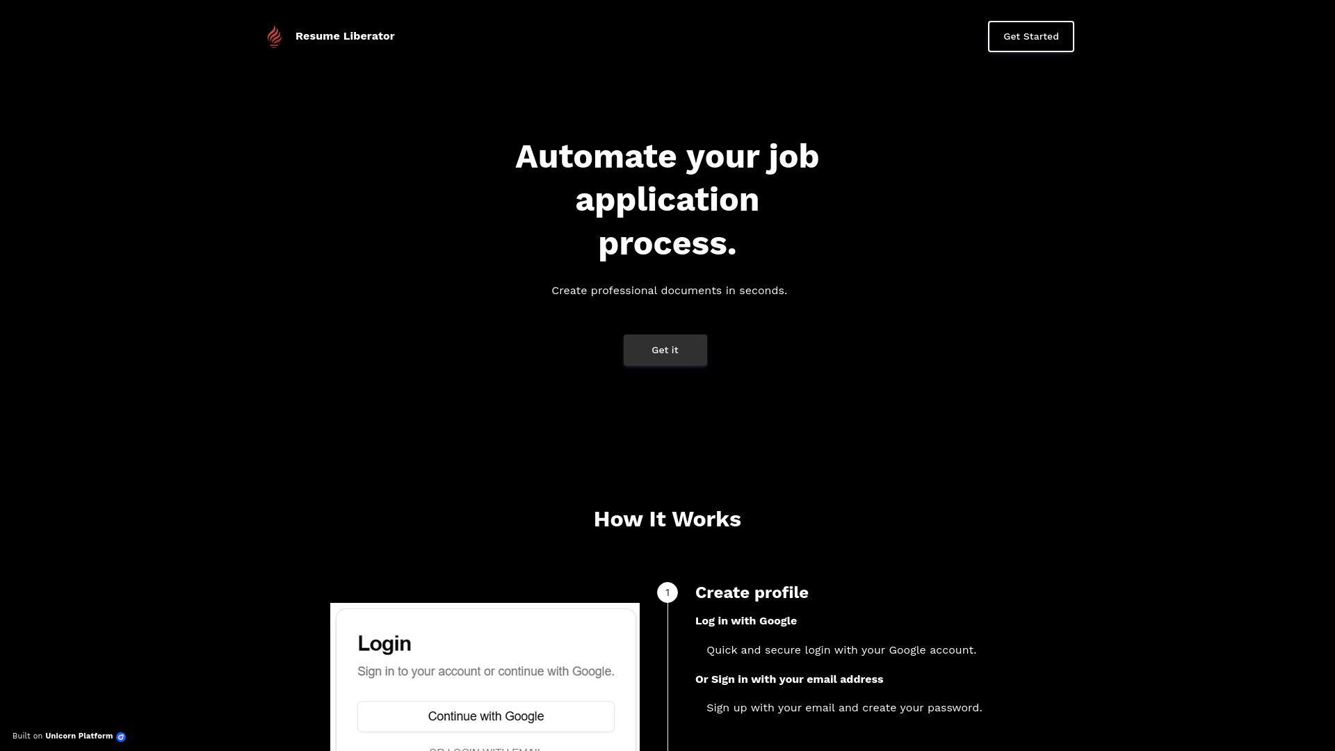 Unicorn Platform screenshot