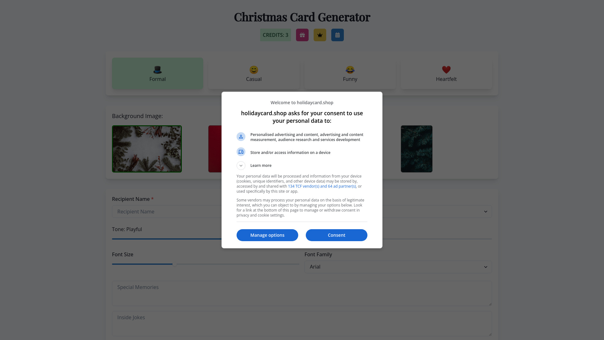 AI Holiday Card Message Generator screenshot