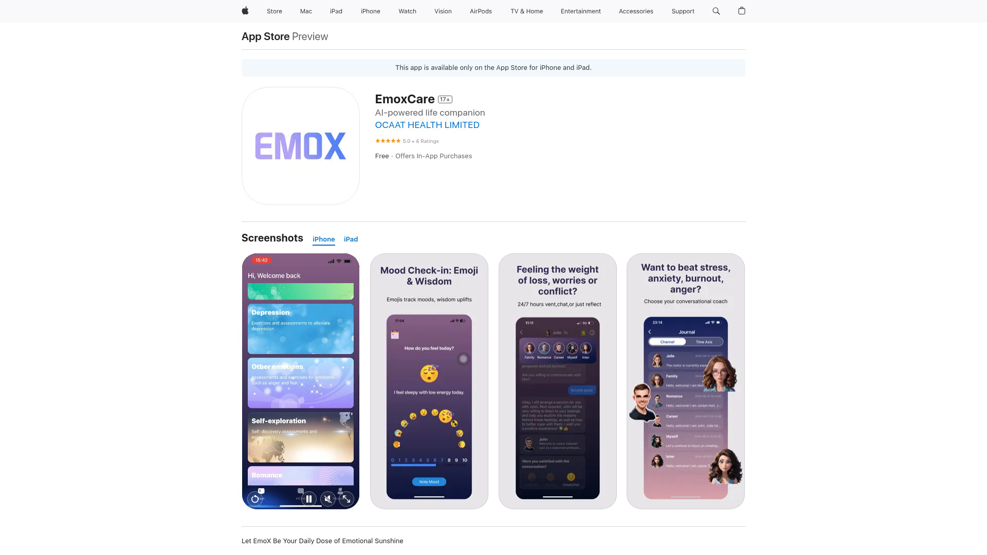 EmoxCare screenshot