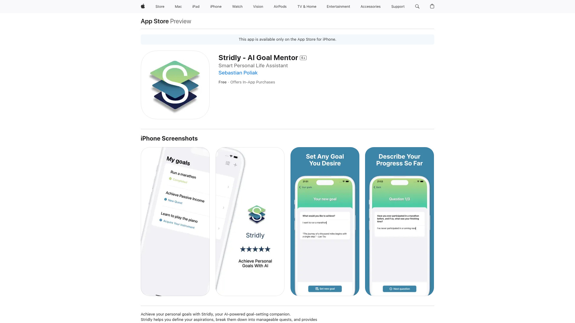 Stridly - AI Goal Setting screenshot