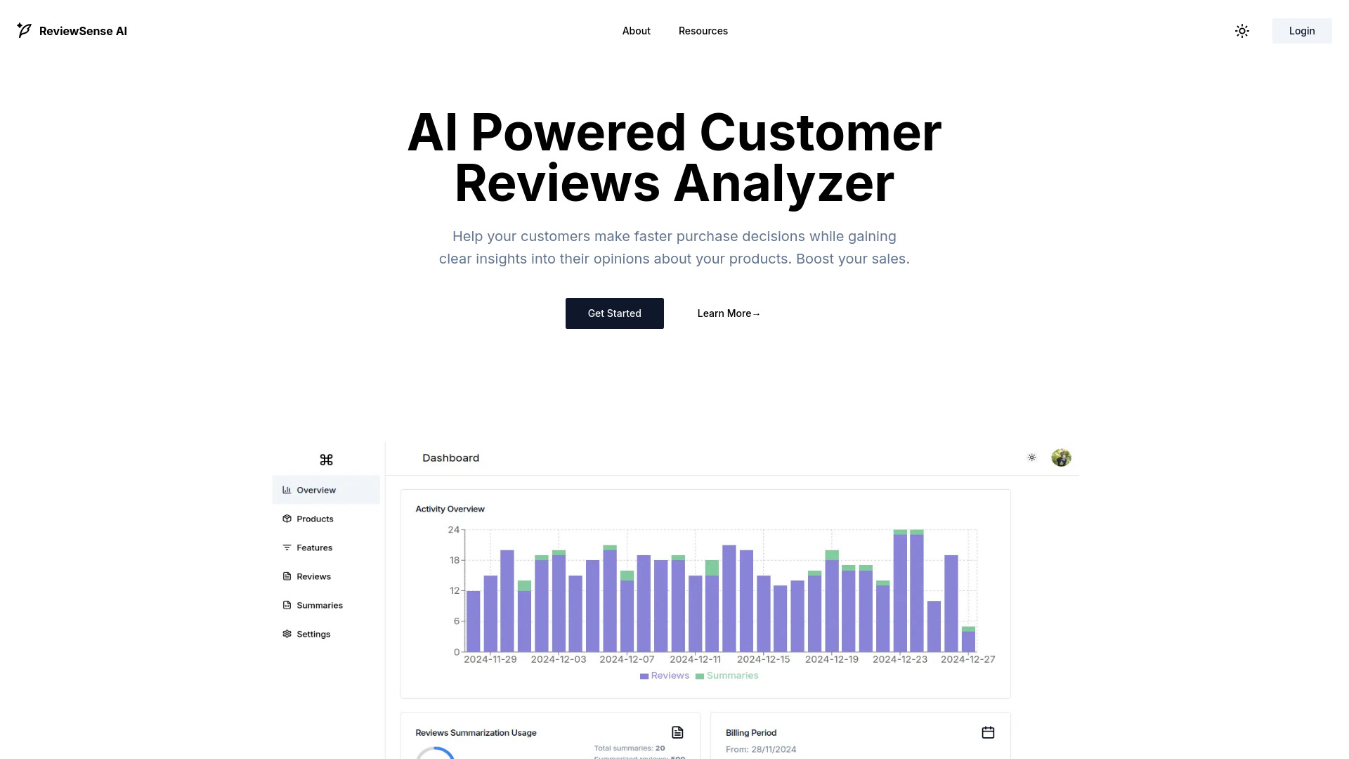 ReviewSense AI screenshot
