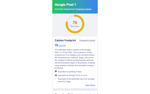 EcoTrack Chrome Extension screenshot