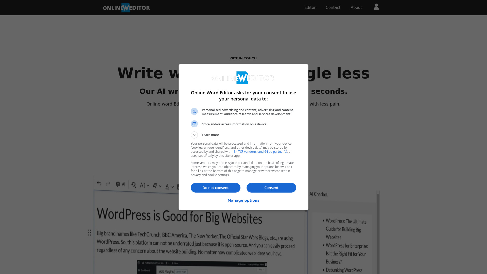 Online Word Editor screenshot