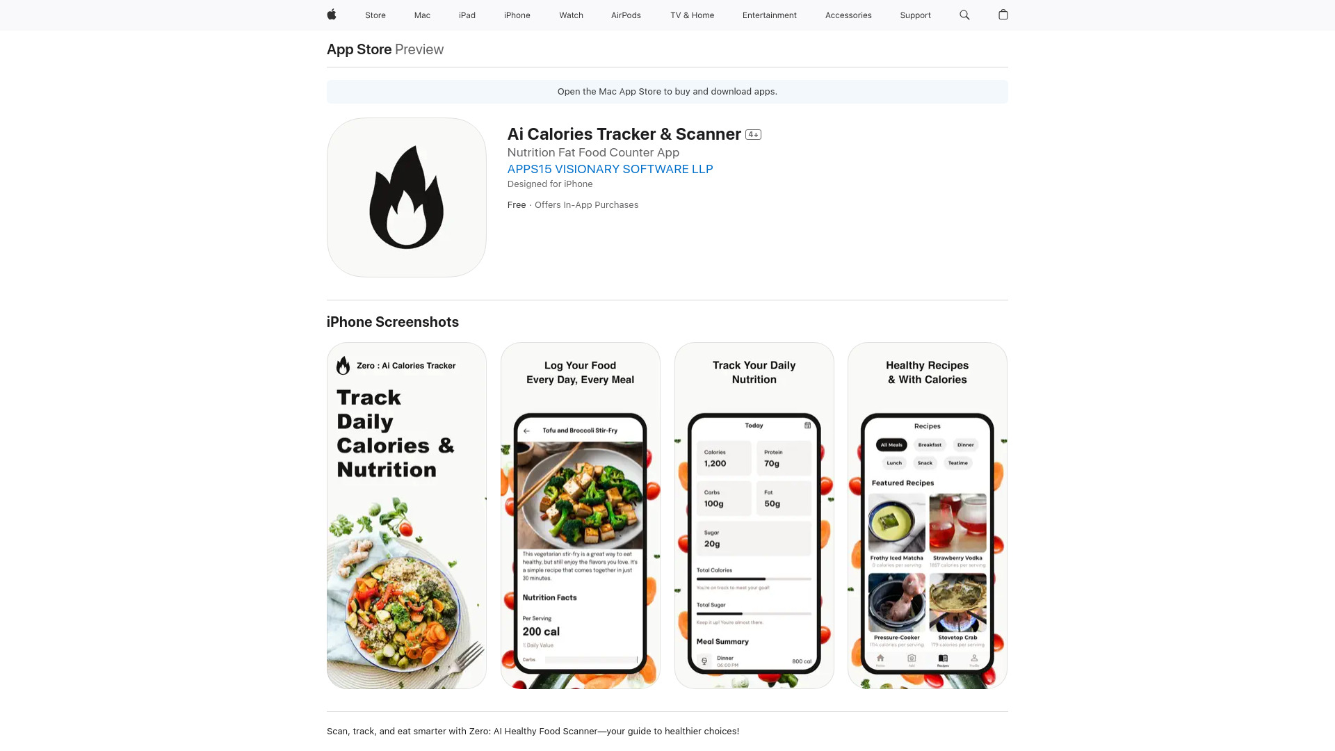 Zero: AI Healthy Food Scanner screenshot