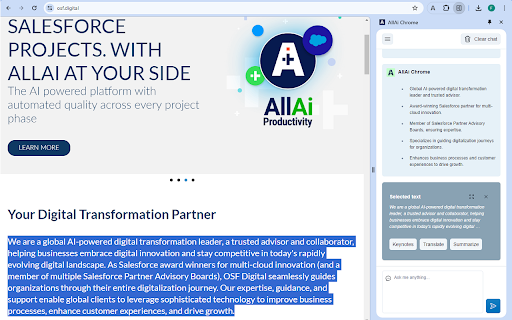 AllAi Chrome screenshot