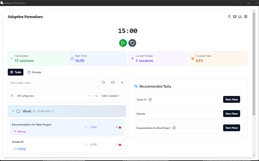 Adaptive Pomodoro Timer screenshot