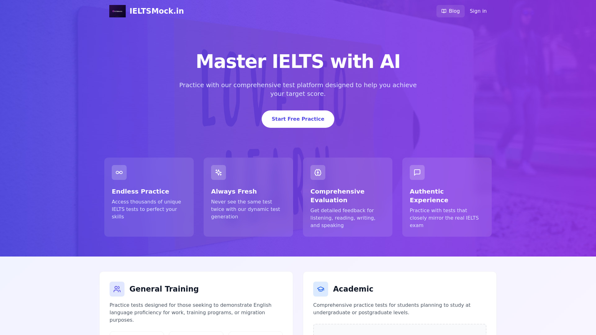 IELTSMock.in screenshot