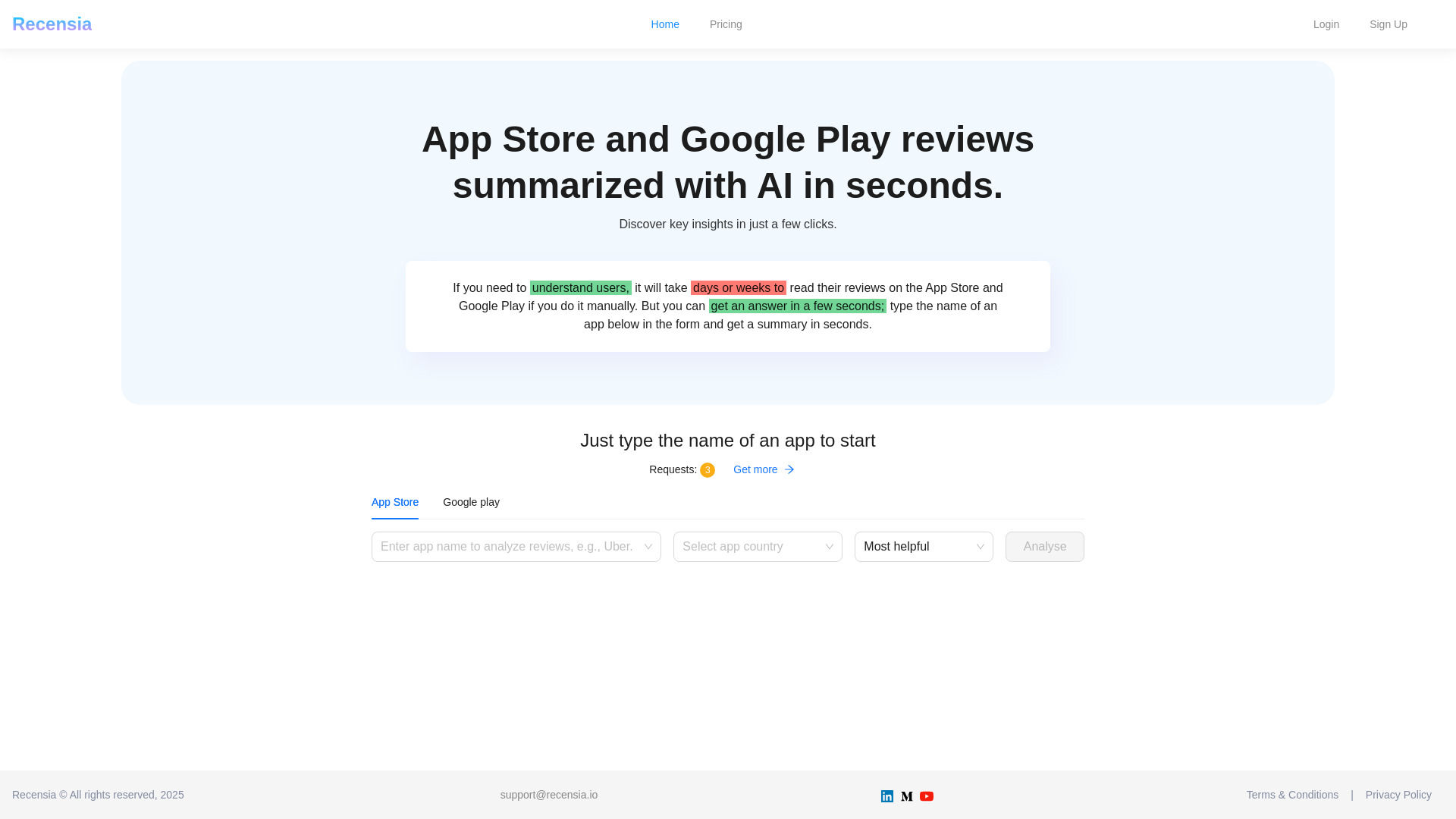Recensia screenshot