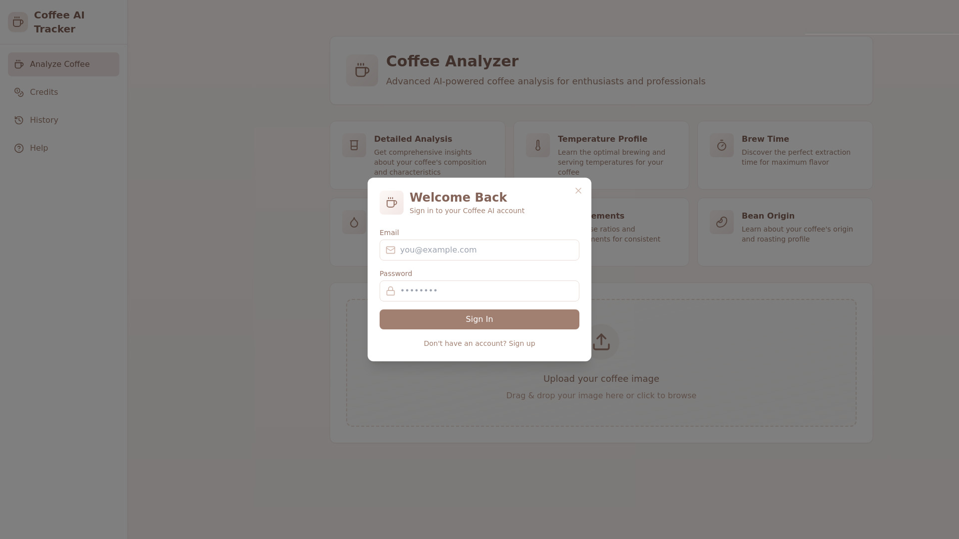 Coffee AI Tracker screenshot