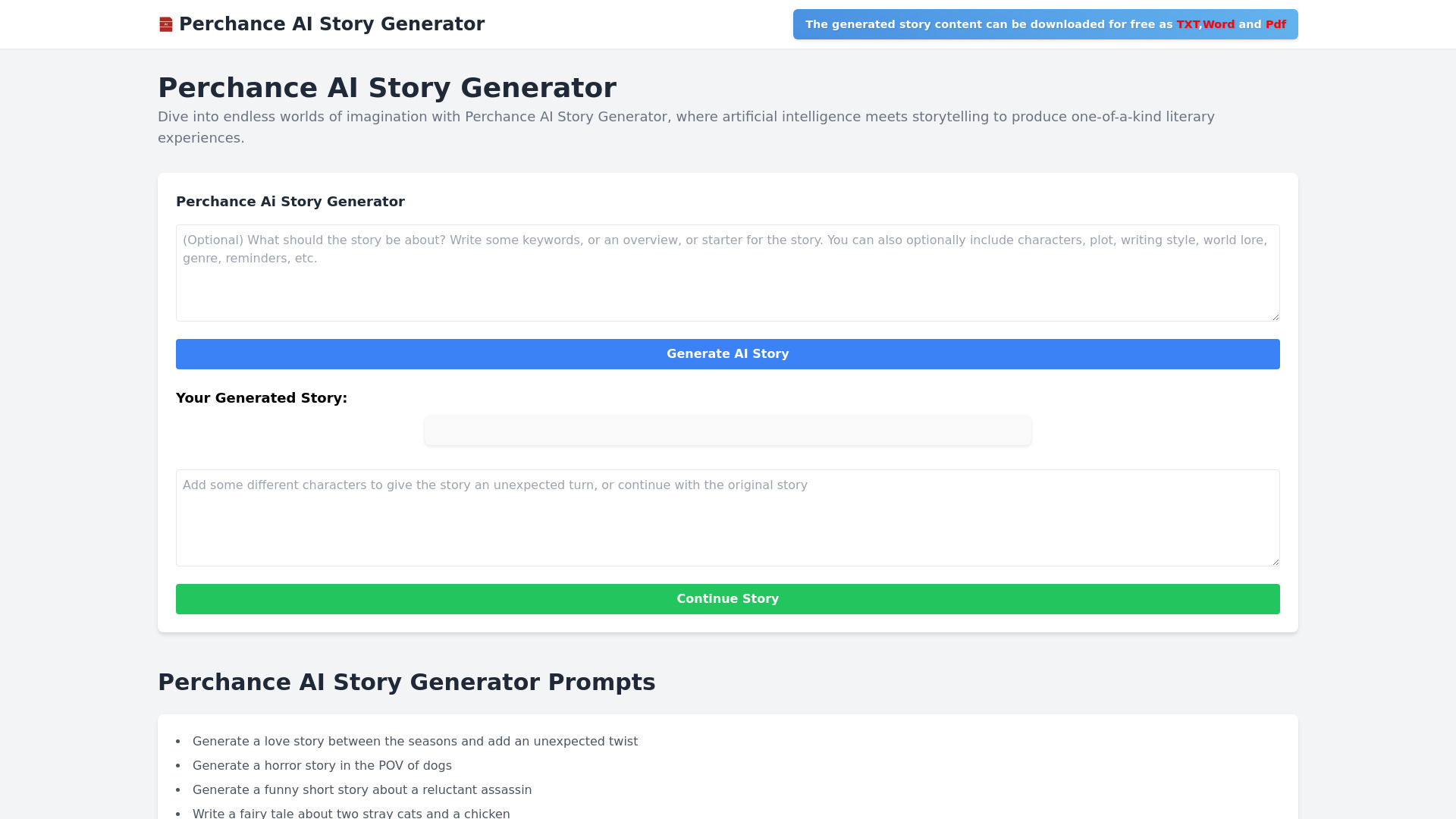 Perchance AI Story Generator screenshot