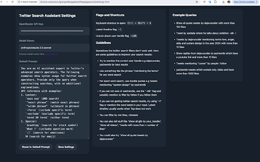 X (formerly Twitter) Search Assistant screenshot