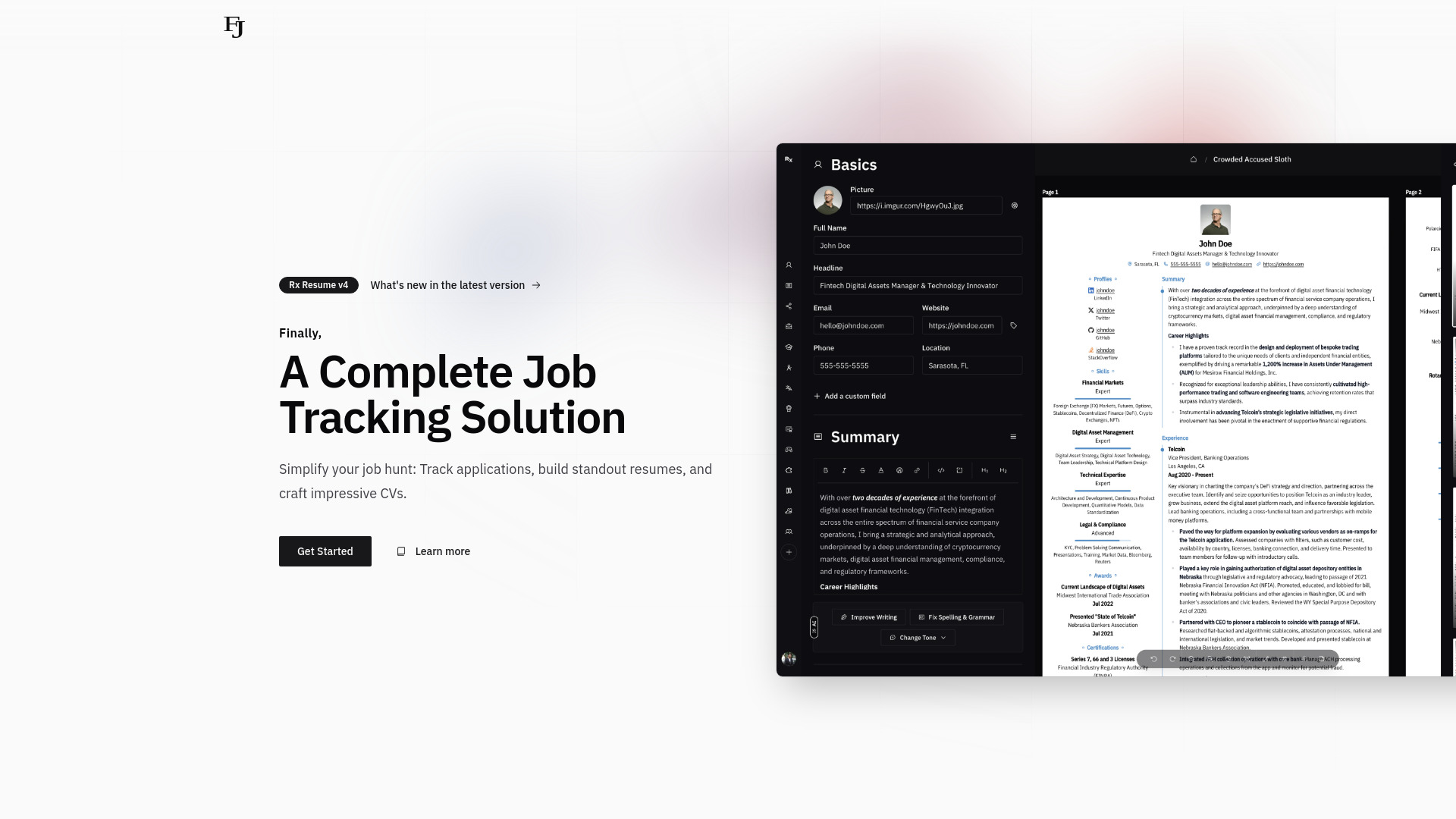 Reactive Resume / Flow Jobs screenshot