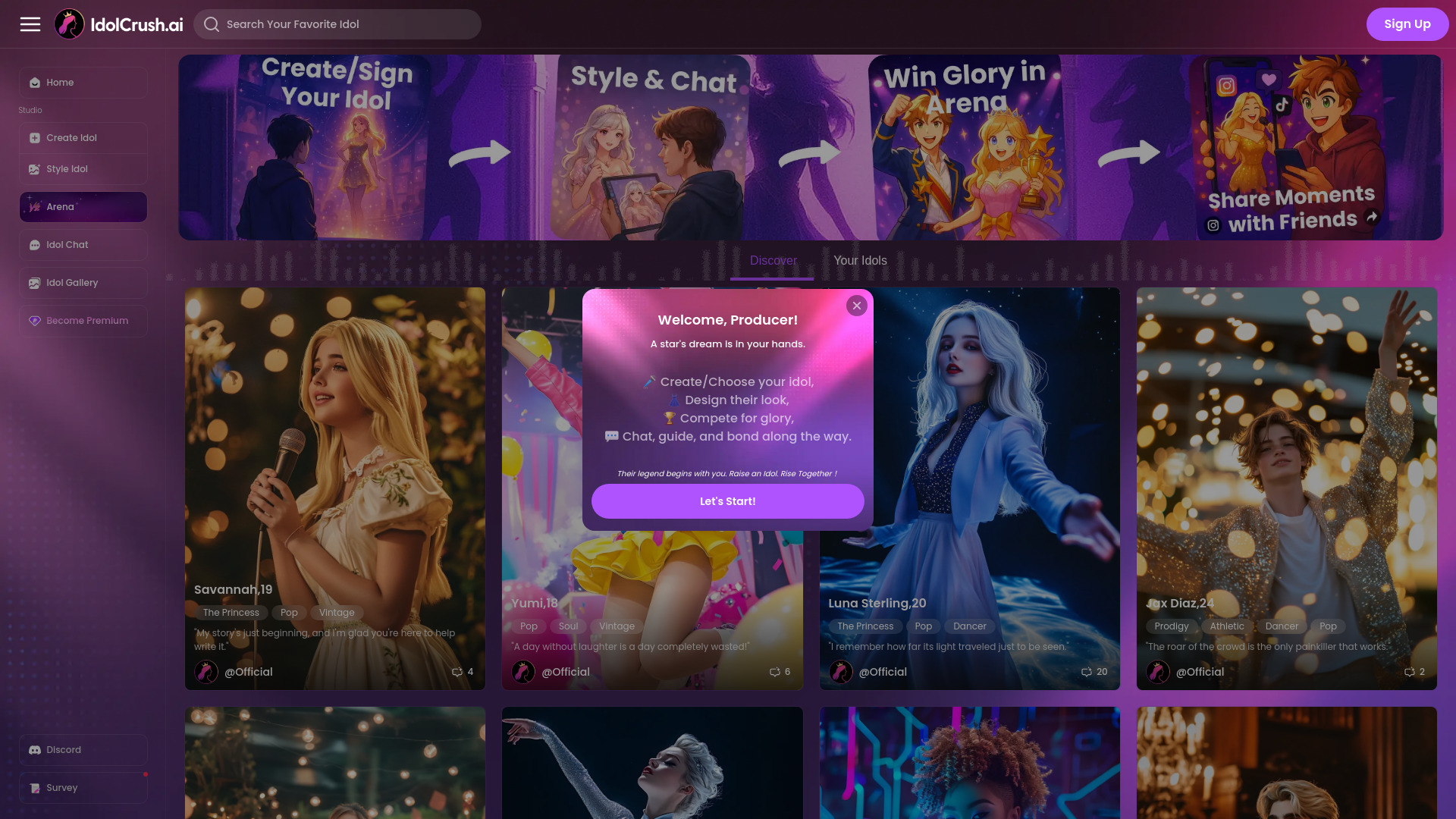 IdolCrush.ai screenshot